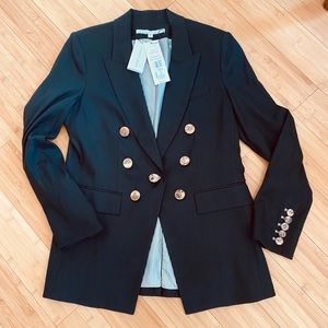 VERONICA BEARD Black Gaya Linen Dickey Blazer